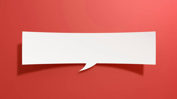 istock Long Empty Speech Bubble. Minimalist Abstract Design With White Cut Out Paper on Red Background. 1928535133