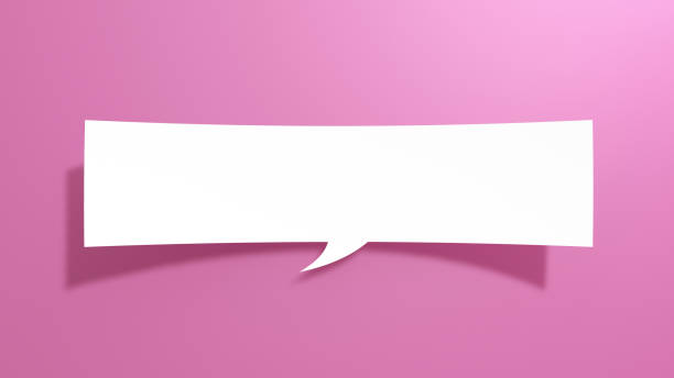 istock Long Empty Speech Bubble. Minimalist Abstract Design With White Cut Out Paper on Pink Background. 1928537682