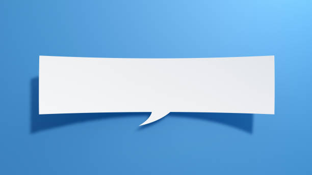 istock Long Empty Speech Bubble. Minimalist Abstract Design With White Cut Out Paper on Blue Background. 1928537684