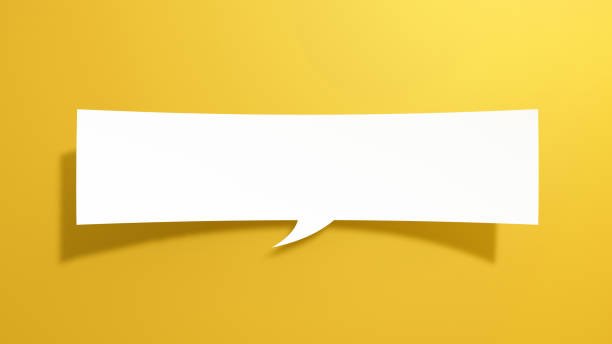 istock Long Empty Speech Bubble. Minimalist Abstract Design With White Cut Out Paper on Deep Yellow Background. 1928537685