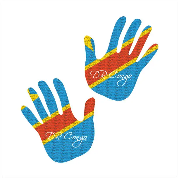 Vector illustration of dr congo flag hand vector illustration