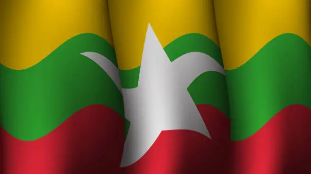 Vector illustration of myanmar waving flag background design vector illustration