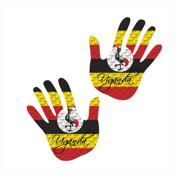 Vector illustration of uganda flag hand vector