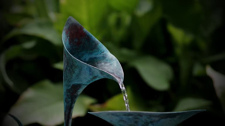 copper decorative fountain in the garden