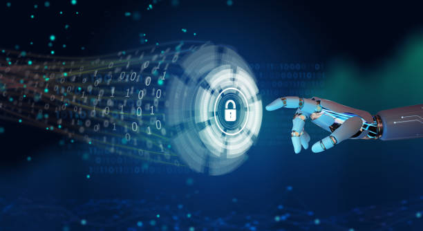 istock AI Robot hand touching hologram to protect data from cyber attacking. Business and Network security with Artificial Intelligence concept. 1928651519