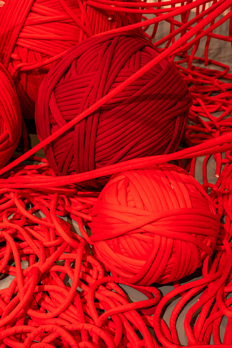 Red texture of yarn ball