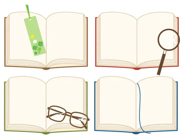 Vector illustration of Open book illustration set