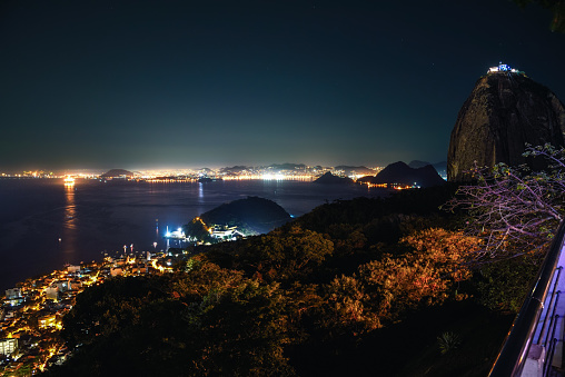 Sugarloaf Mountain is a peak situated in Rio de Janeiro, Brazil, at the mouth of Guanabara Bay on a peninsula that juts out into the Atlantic Ocean.