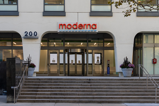 Moderna headquarters in Cambridge, MA, USA, on November 11, 2023. Moderna, Inc. is a pharmaceutical and biotechnology company.
