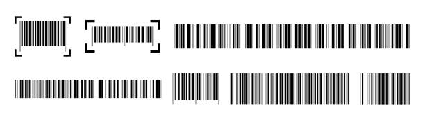 business barcodes vector set. realistic bar code icon. - bar code price coding laser点のイラスト素材／クリップアート素材／マンガ素材／アイコン素材