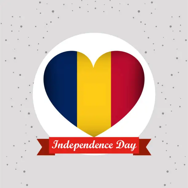 Vector illustration of Chad Independence Day With Heart Emblem Design