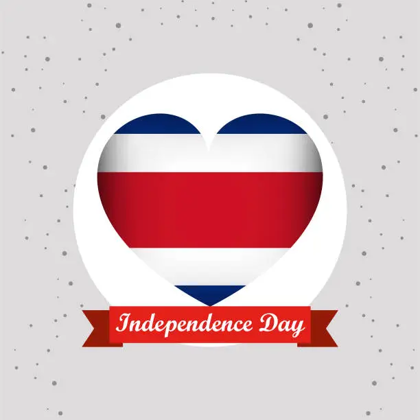 Vector illustration of Costa Rica Independence Day With Heart Emblem Design