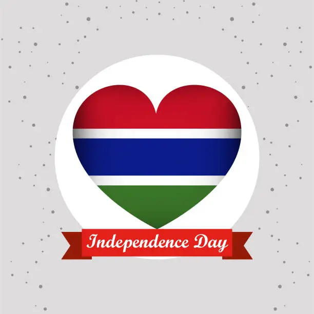 Vector illustration of Gambia Independence Day With Heart Emblem Design