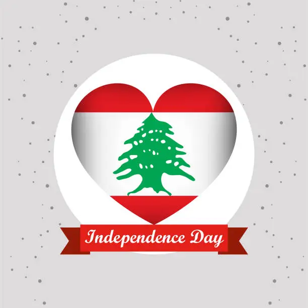 Vector illustration of Lebanon Independence Day With Heart Emblem Design