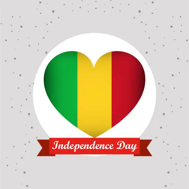Vector illustration of Mali Independence Day With Heart Emblem Design