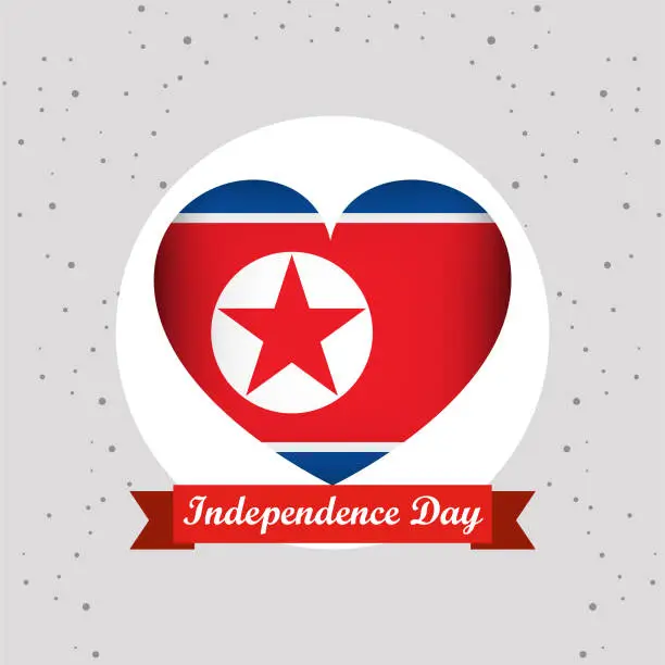 Vector illustration of North Korea Independence Day With Heart Emblem Design