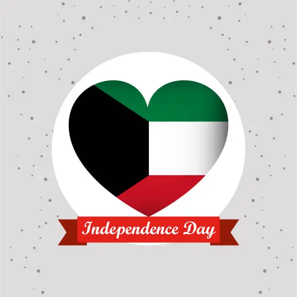 Vector illustration of Kuwait Independence Day With Heart Emblem Design