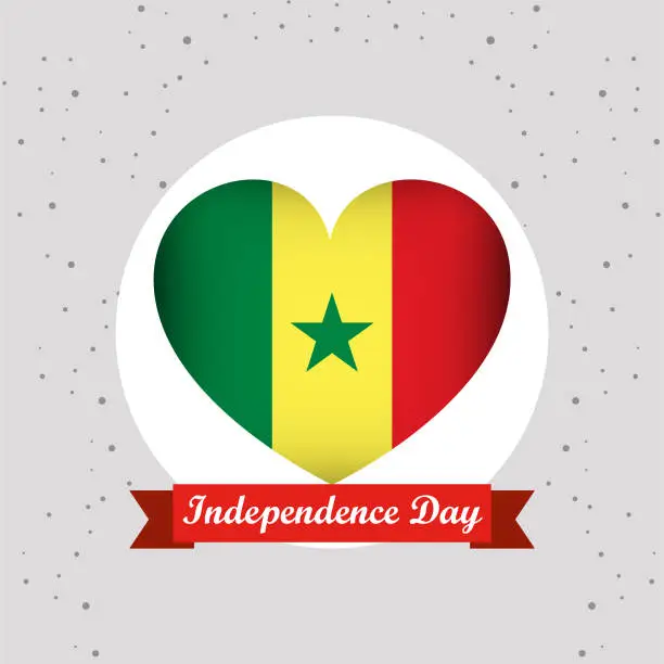 Vector illustration of Senegal Independence Day With Heart Emblem Design
