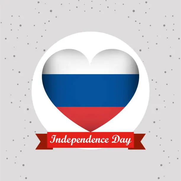 Vector illustration of Russia Independence Day With Heart Emblem Design