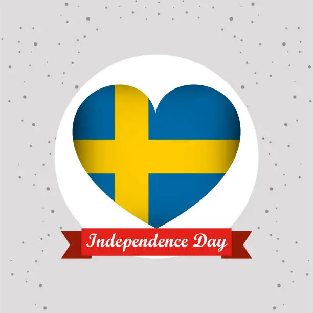 Vector illustration of Sweden Independence Day With Heart Emblem Design