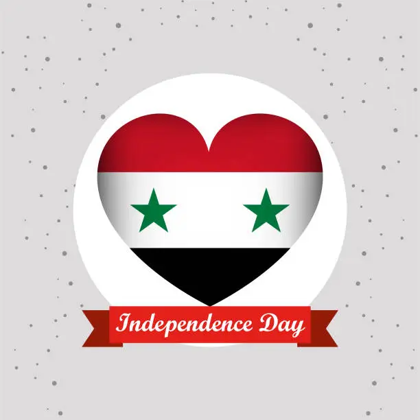 Vector illustration of Syria Independence Day With Heart Emblem Design