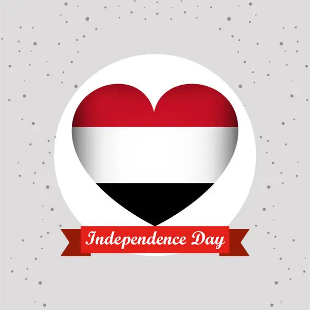 Vector illustration of Yemen Independence Day With Heart Emblem Design