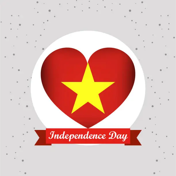 Vector illustration of Vietnam Independence Day With Heart Emblem Design