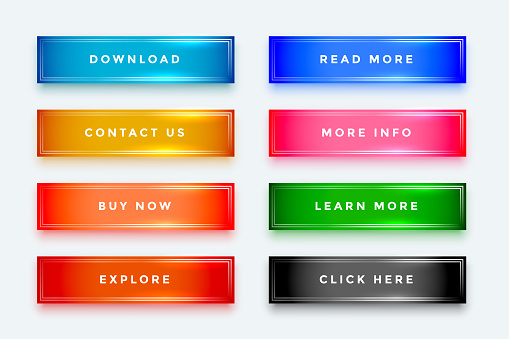 Web Button With Sign Filter Set Of Gradient Web Button Sign With Shiny Light Effect Stock ...