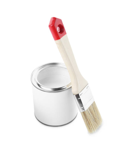 istock Can of paint with brush isolated on white 1928947436