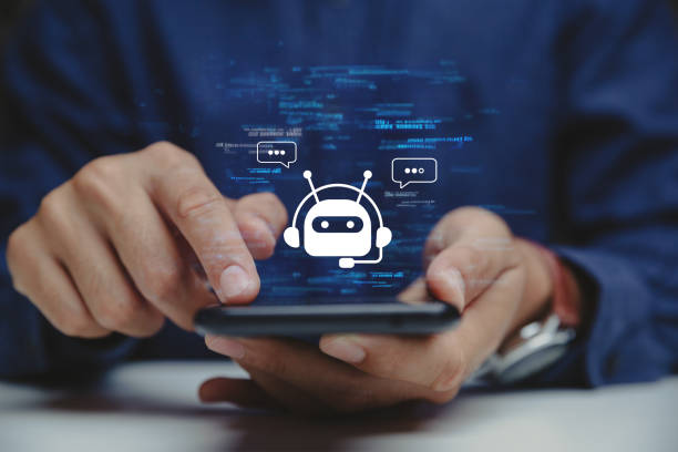 istock Hand of businessman using smartphone chatting with chat bot. 1928965132