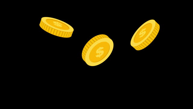 finance and money saving concept, coin animation black screen