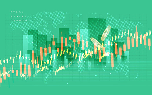 Green stock market growth background illustration