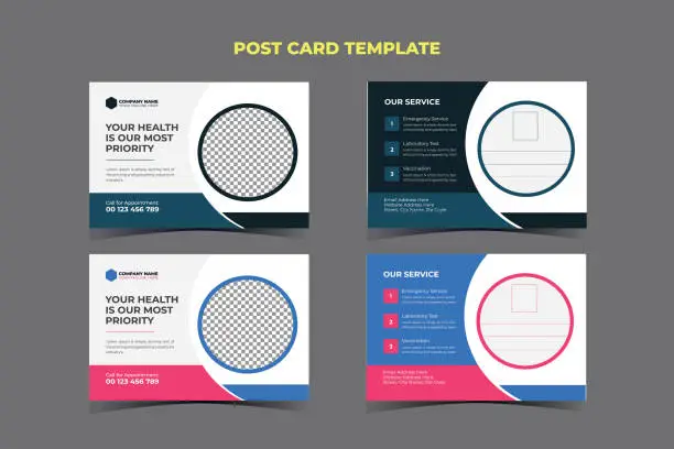 Vector illustration of Medical Post card Template Design