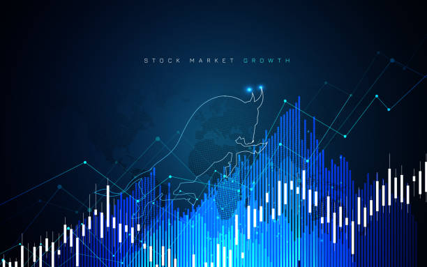 Bullish Market Trend Stock bar charts are rising up like a bull bull market illustrations stock illustrations