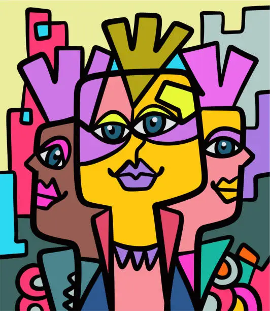 Vector illustration of Punk people abstract art