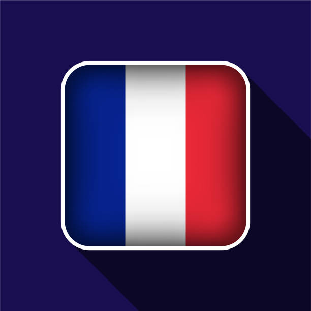 flache frankreich-flagge hintergrund vektor-illustration - insignia campaign button france french culture stock-grafiken, -clipart, -cartoons und -symbole