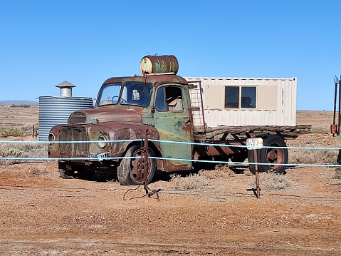 Old rusty truck in Marree, a small town in the desert environment of North-eastern part of South Australia.