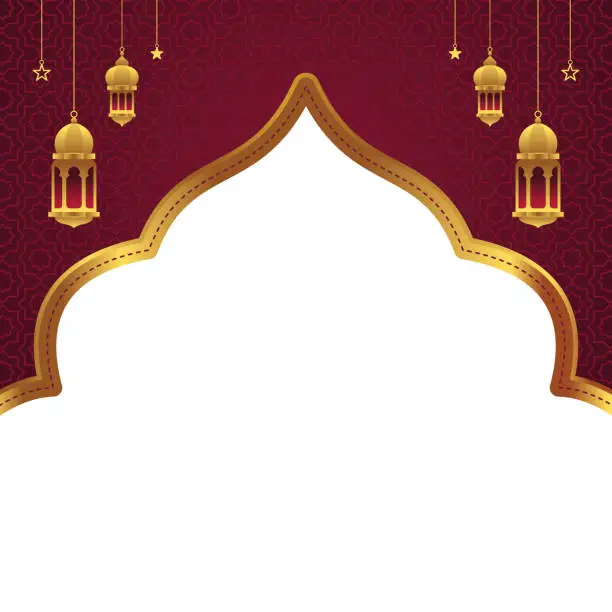 Vector illustration of red gold islamic background