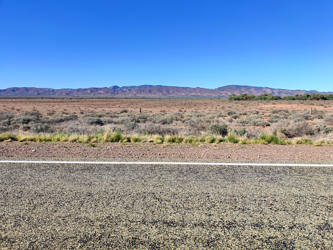 View of the Flinders Ranges from the Outback Highway, the road from Hawker through Leigh Creek to Marree in South Australia.