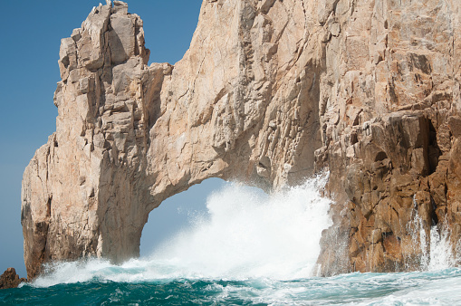 Beautiful rock formation in Mexico, the arch of Cabo San Lucas. Tourist attraction.