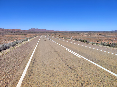 The Outback Highway, the road from Hawker along the western side of the Flinders Ranges through Leigh Creek to Marree in South Australia.