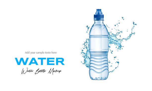 istock Plastic Water Bottle Mockup in Splash Water. 3D Rendering 1929238565