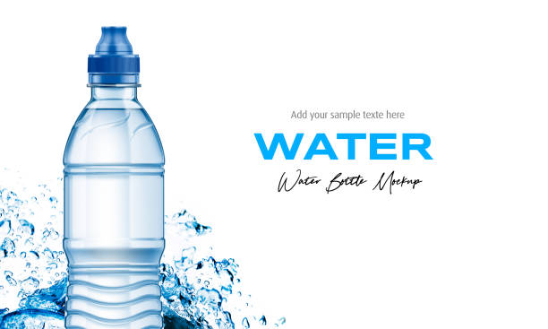 istock Plastic Water Bottle Mockup in Splash Water. 3D Rendering 1929239457