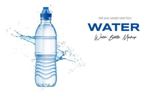 istock Plastic Water Bottle Mockup in Splash Water. 3D Rendering 1929239734