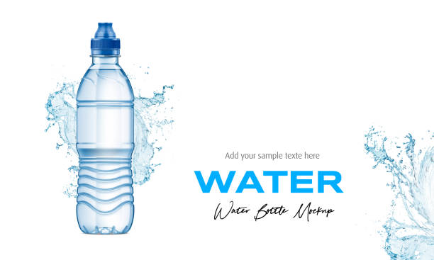 istock Plastic Water Bottle Mockup in Splash Water. 3D Rendering 1929239748