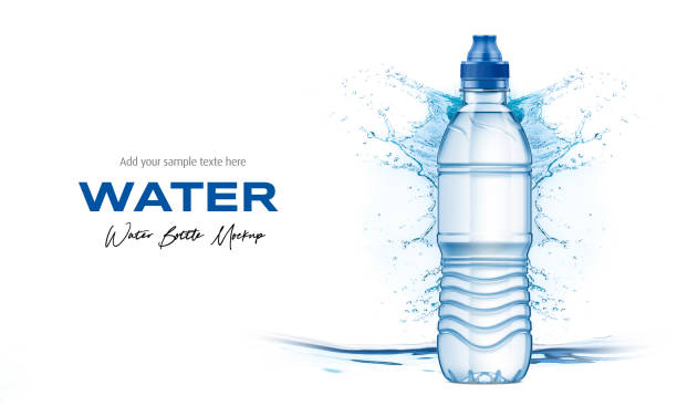 istock Plastic Water Bottle Mockup in Splash Water. 3D Rendering 1929240258