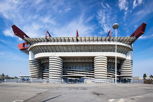 The San Siro stadium or The Stadio Giuseppe Meazza, a football stadium in the San Siro district of Milan, Italy, the home of A.C. Milan and Inter Milano