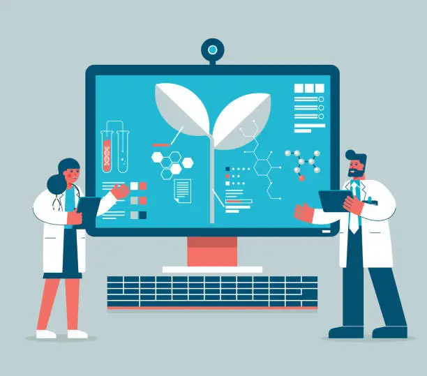 Vector illustration of Scientist - biotechnology research