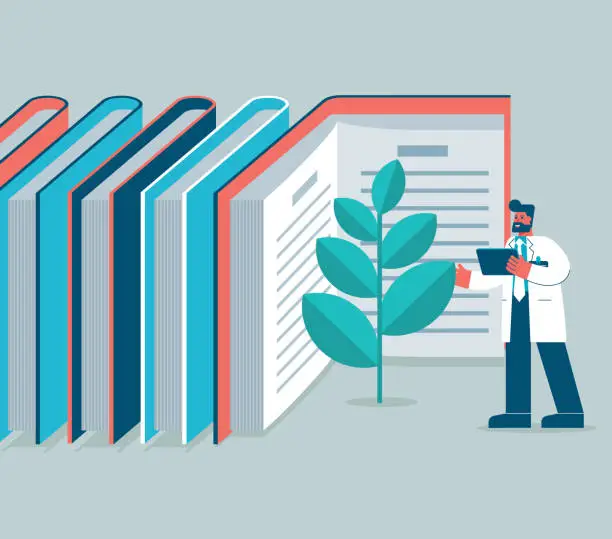 Vector illustration of biotechnology science - education