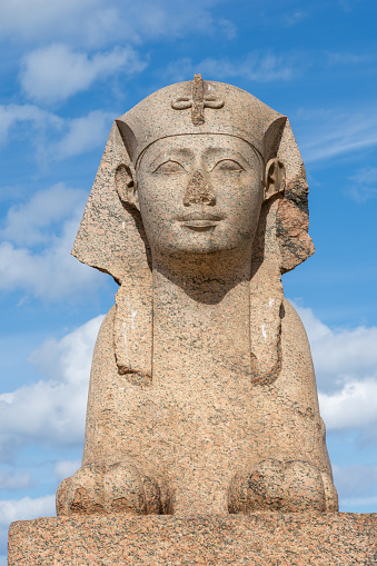 Sphinx near Pompey's pillar on territory of Serapeum of Alexandria in Egypt
